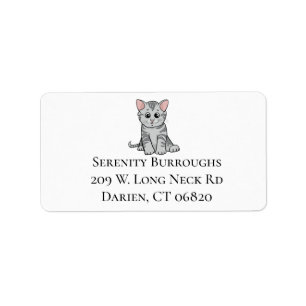 Cute Cat Lover Grey Tabby Tiger Kitten Kitty Mom Label