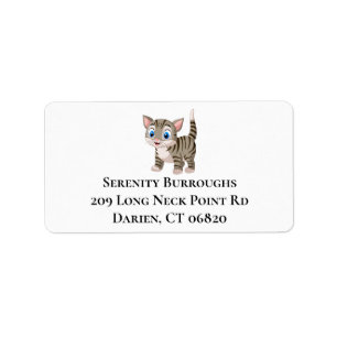 Cute Cat Lover Grey Tabby Tiger Kitten Kitty Mom Label