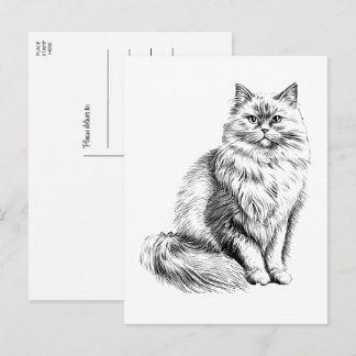 Cute Cat Lover Illustration  Hello, Miss You, Love Postcard