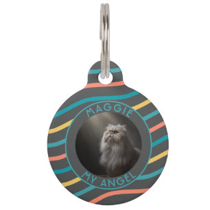 Cute Cat Lover Present Stripes Print Pet Tag