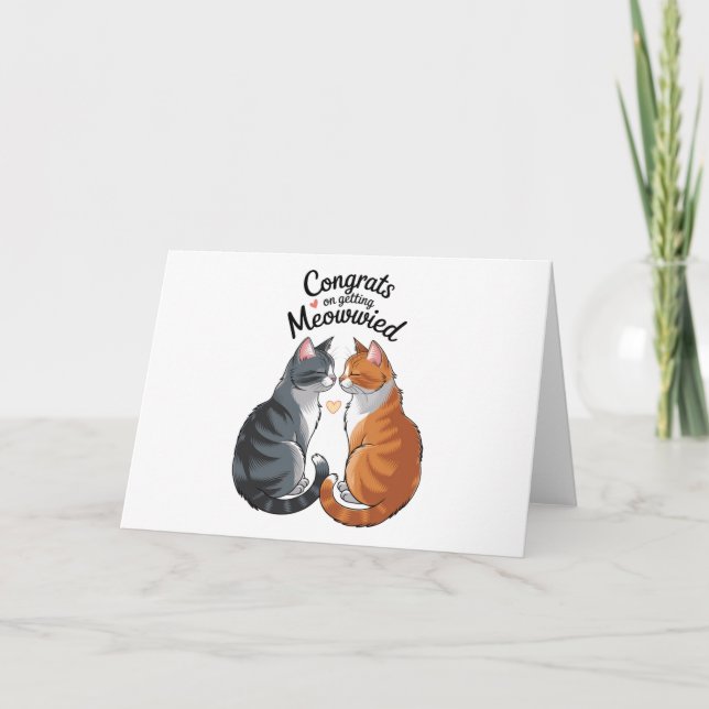 Cute Cat Lover Wedding Congratulations Engagement  Invitation (Front)