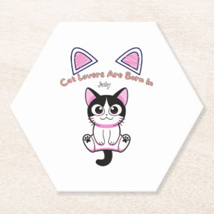Cute Cat Lovers Are Born In July   Paper Coaster