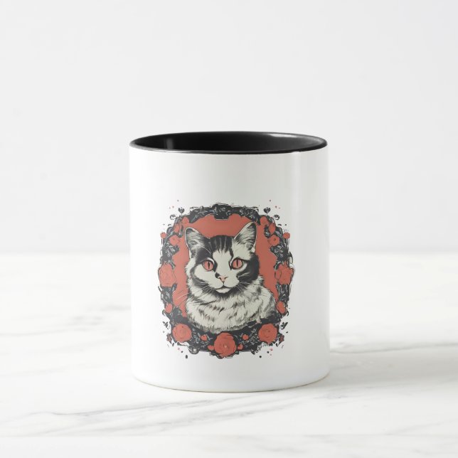 cute cat lovers art design  mug (Center)