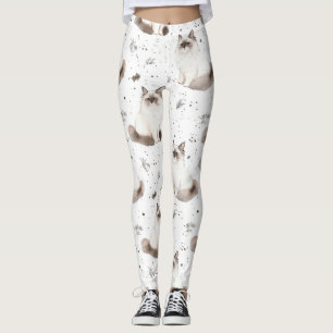 Cute Cat Lovers Gift Watercolor Ragdoll Cat  Leggings