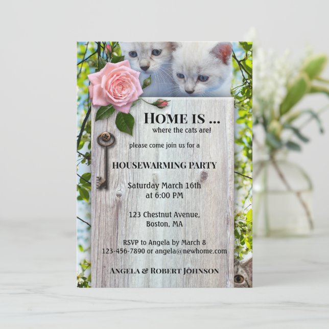 Cute Cat Lovers Housewarming Invitation (Standing Front)