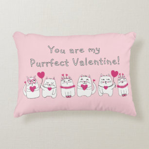 Cute Cat Lovers Valentine's Day Pink Accent Pillow