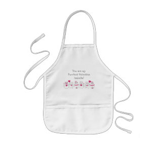 Cute Cat Lovers Valentine's Day Pink Heart Kids Apron