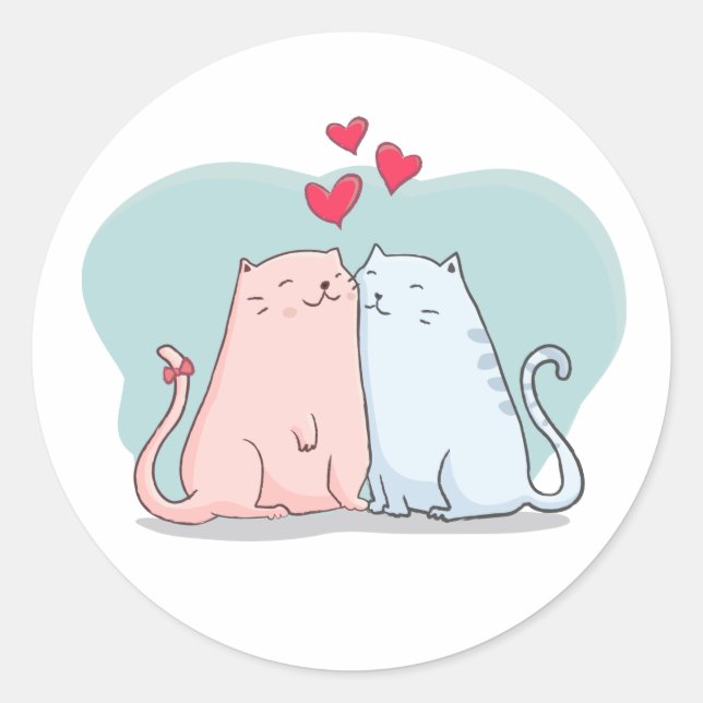Cute Cat Lovers - Wedding Bridal Shower Kitten Mom Classic Round Sticker (Front)