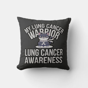Cute Cat Lung Cancer Warrior Show Your Strength Throw Pillow