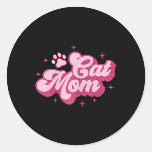 Cute Cat Mam Cat Mama Kitty Kitten Cat Mom  Classic Round Sticker