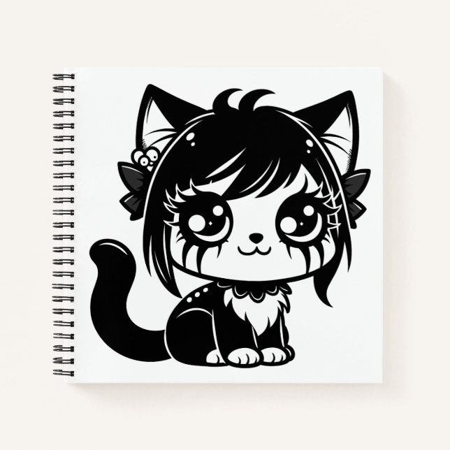 Cute Cat Manga Kitten Kawaii Notebook (Front)