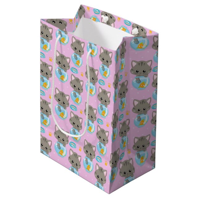 Cute Cat Medium Gift Bag (Front Angled)