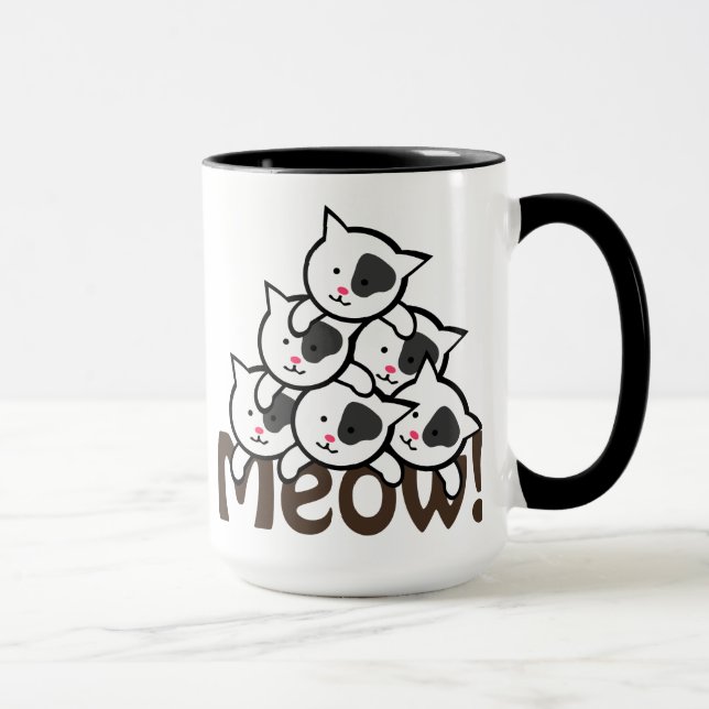 Cute Cat(Meow)Black Mug (Right)
