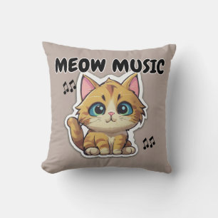 Cute Cat Meow Cat Throw Pillow