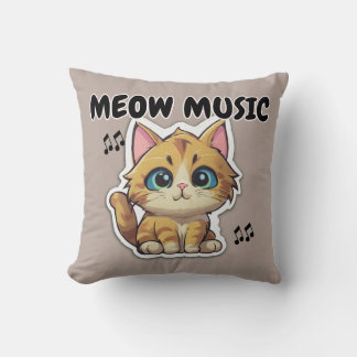 Cute Cat Meow Cat Throw Pillow