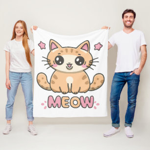cute cat meow fleece blanket