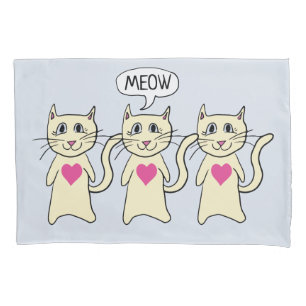Cute Cat Meow I Love You Pillowcase