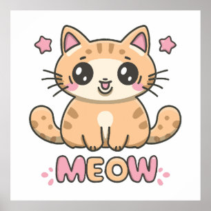 cute cat meow poster