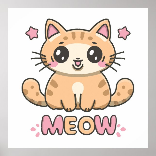 cute cat meow poster (Front)