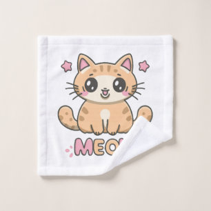 cute cat meow wash cloth