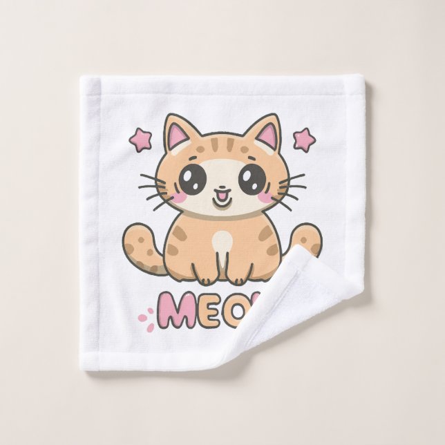 cute cat meow wash cloth (Wash Cloth)