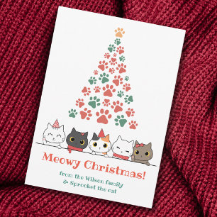 Cute Cat Meowy Christmas Holiday Card