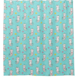 Cute Cat Mermaid Shower Curtain