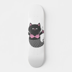 Cute cat mermaid silhouette - Choose back colour Skateboard