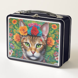 Cute Cat Mexican Style Metal Lunchbox