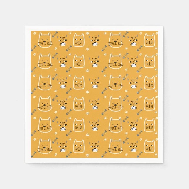 Cute Cat Modern Pattern Napkin (Front)