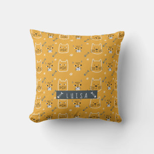 Cute Cat Modern Pattern Personalized Throw Pillow