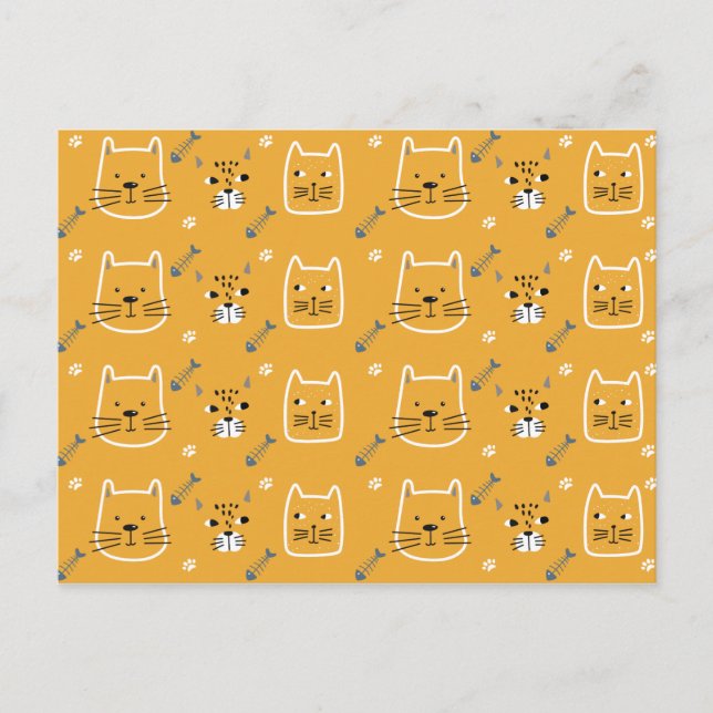 Cute Cat Modern Pattern Postcard (Front)