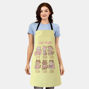 Cute cat mom cartoon gift for mother apron