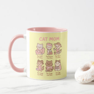 Cute cat mom cartoon gift for mother mug