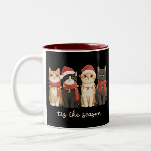 Cute Cat Mom Christmas Cats Lover Gift Funny Xmas Two-Tone Coffee Mug