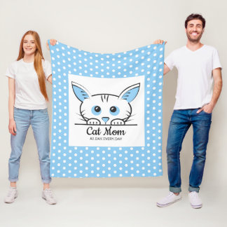 Cute Cat Mom Fleece Blanket