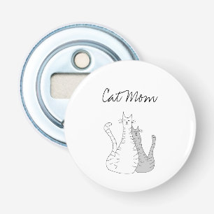 Cute Cat Mom Kitties White Grey Bottle Opener