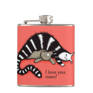 Cute Cat Mom Love Family Hip Flask