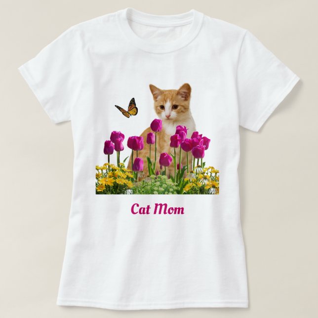 Cute Cat Mom / Orange Tabby Cat White T-Shirt (Design Front)