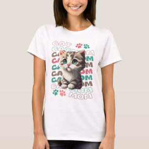 Cute Cat Mom T-Shirt with Adorable Kitten
