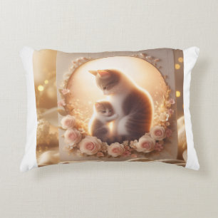 Cute Cat Mom Throw Pillow   Mother’s Day Gift for 