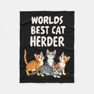Cute Cat Mom Worlds Best Cat Herder Funny Fleece Blanket