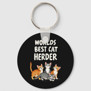 Cute Cat Mom Worlds Best Cat Herder Funny  Keychain
