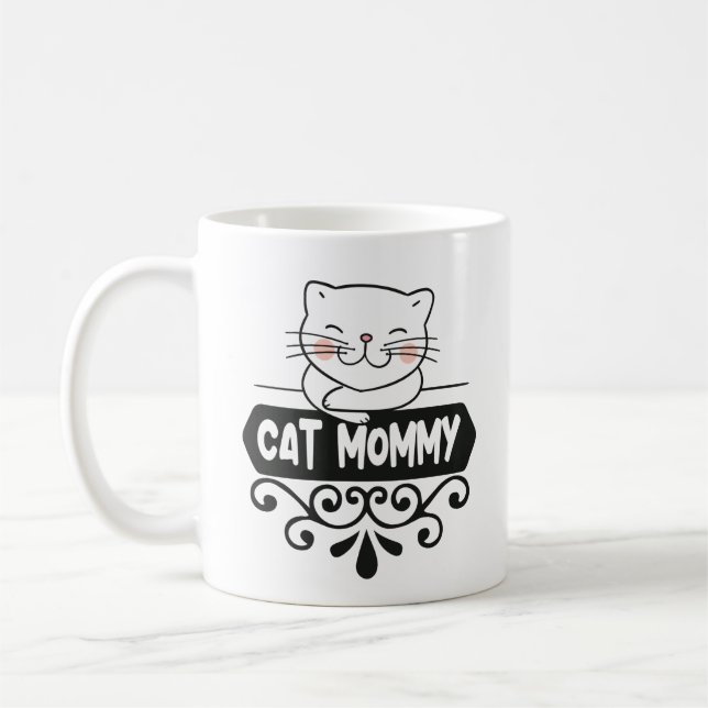 Cute cat mommy pet animal lover coffee mug (Left)
