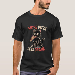 Cute Cat More Pizza Less Drama Funny Pizza Long Sl T-Shirt