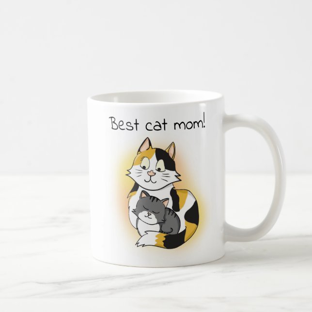 Cute Cat Mother and Kitten Best Cat Mom Coffee Mug (Right)