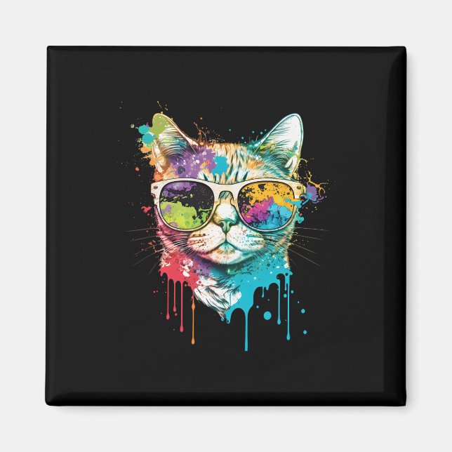 Cute Cat Motif Pop Art Cat  Magnet (Front)