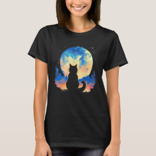 Cute Cat Motifs Cat With Moon Cat  Graphic T-Shirt