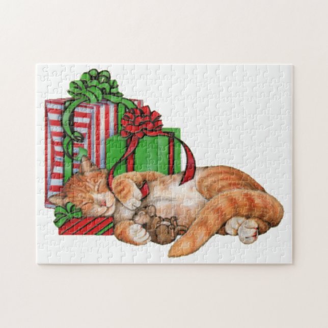 Cute Cat, Mouse and Christmas Presents Jigsaw Puzzle (Horizontal)