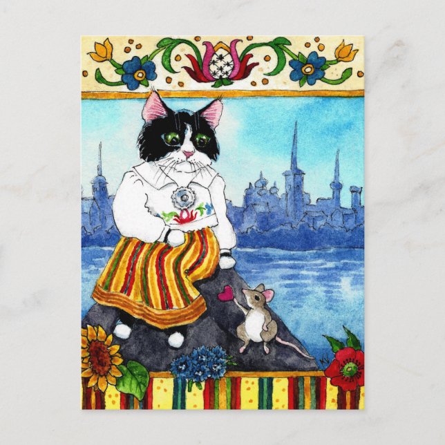 Cute Cat Mouse folklore estonien mythe carte posta (Devant)